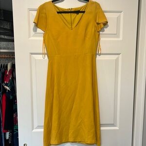 Ann Taylor Factory Yellow Flutter Sleeve Midi Dress